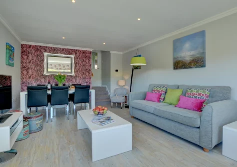 The living area at Bay View Bungalow, Combe Martin