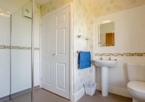 The shower room at Bay View Greencliff, Abbotsham