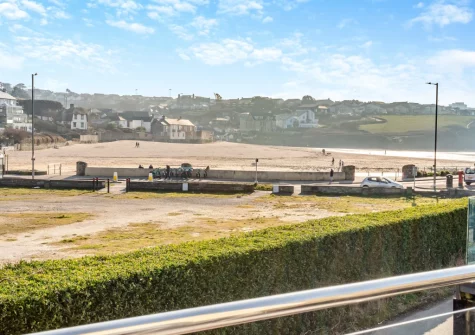 The view from the sea-facing balcony & outdoor sitting area at Beach Haven, Newquay