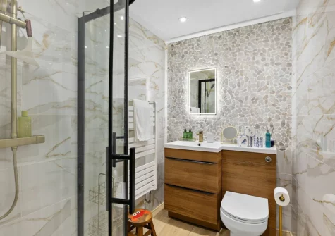 The shower room at Beach View Suite at Astor House, Torquay