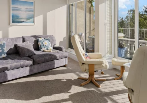 Beach View Suite at Astor House, Torquay is a bright, modern apartment in a Victorian villa with spectacular sea views. Enjoy a private balcony, open-plan living, and Torquay's promenade and harbour just a short stroll away. A dreamy coastal escape.