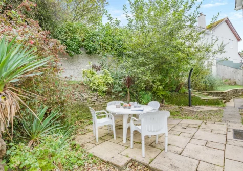 The patio, alfresco dining area & garden at Beach Walk, Newquay