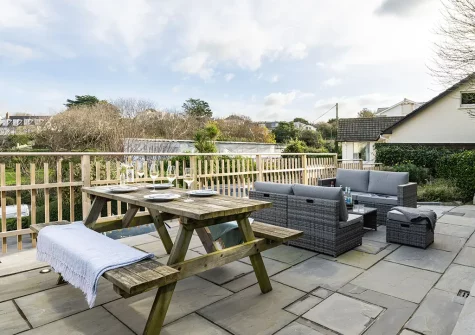 The patio, barbecue, alfresco dining & outdoor sitting area at Beachside, Newquay