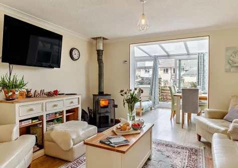 The living area at Beachside, Porthtowan