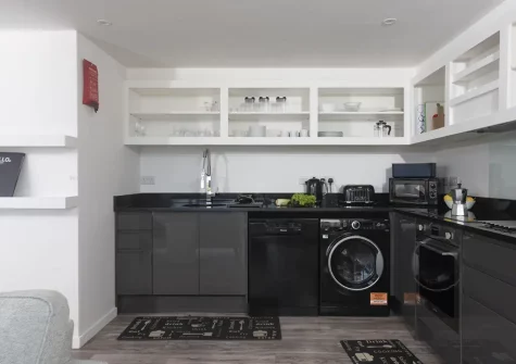 The kitchen at Beachview Apartment 1, Crantock