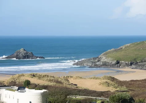 The view from the communal garden at Beachview Apartments, Crantock
