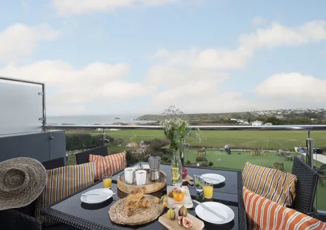 The balcony & alfresco dining area at Beachview Apartment 5, Crantock