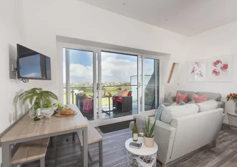 The living area at Beachview Apartment 8, Crantock