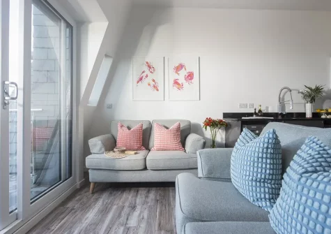 The living area at Beachview Apartment 8, Crantock