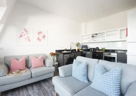 The living area at Beachview Apartment 8, Crantock