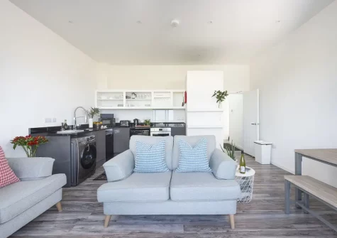 The living area at Beachview Apartment 8, Crantock