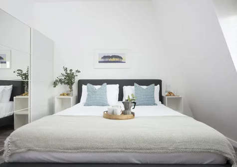 The bedroom at Beachview Apartment 8, Crantock