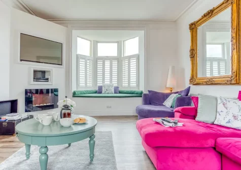 The living room at Beacon House, Bideford