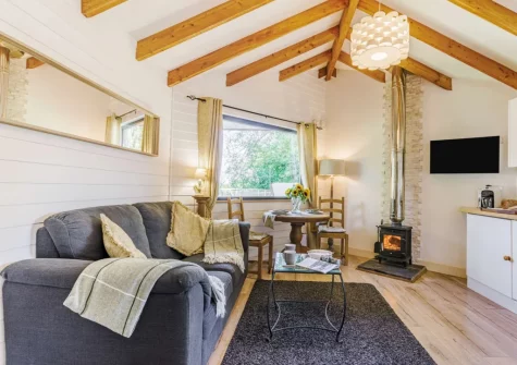 The living & dining area at Becks Meadow Lodge, Black Torrington