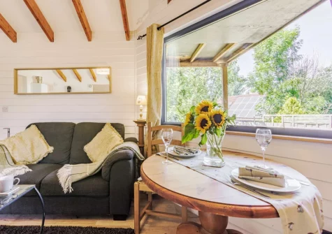 The living & dining area at Becks Meadow Lodge, Black Torrington