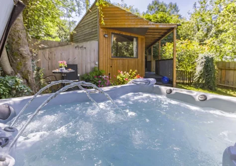 The hot tub at Becks Meadow Lodge, Black Torrington