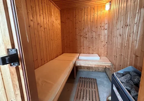 The shared sauna at Beechcroft, Clawton