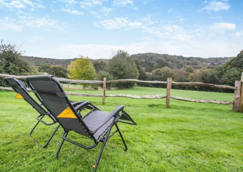 The lawn & outdoor sitting area at Bella's Place, Ponsanooth