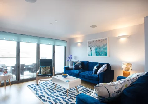 The living area at Ben's Beach House, Portreath