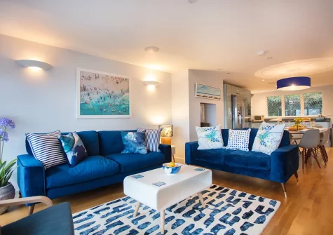 The living area at Ben's Beach House, Portreath