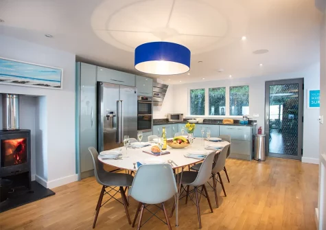 The kitchen & dining area at Ben's Beach House, Portreath