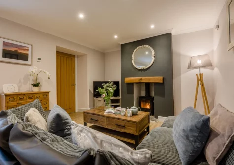 The living area at Berea House, Polperro