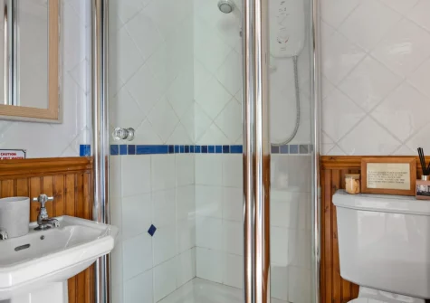 The ground floor shower room at Beryas Cottage, Buryas Bridge