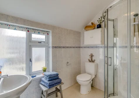 The shower room at Betty's Cottage, Bishop's Tawton