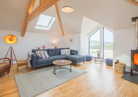 The living area at Birch House, Presingoll Barns, St Agnes