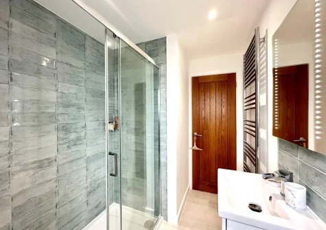 The shower room at Birches, Bampton