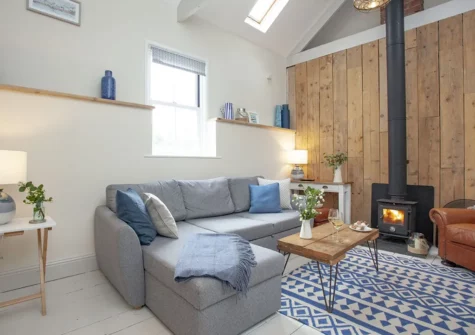 The living area at Birdcage Cottage, Kingsand