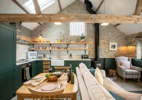 The kitchen & dining area at Birdsong Barn, Combe Martin