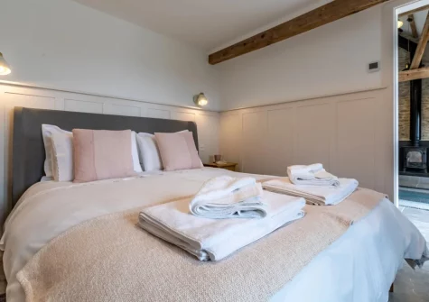 The bedroom at Birdsong Barn, Combe Martin