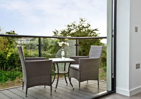 The balcony & outdoor sitting area at Black Sea Horse, Westward Ho!