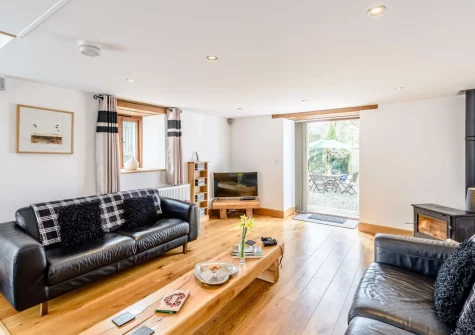 The living area at Bluebell Barn, Alfardisworthy