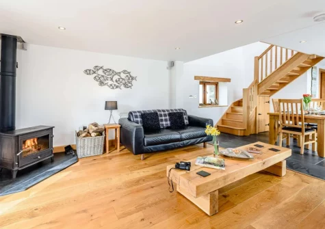 The living area at Bluebell Barn, Alfardisworthy