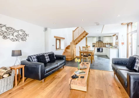 The living area at Bluebell Barn, Alfardisworthy