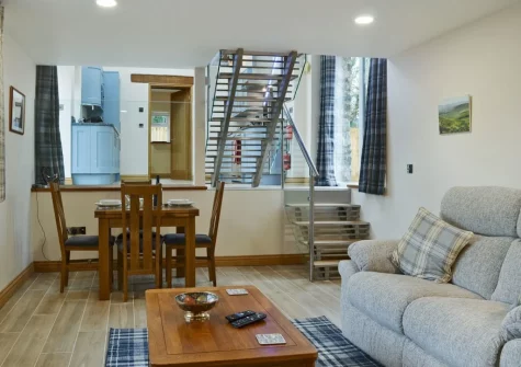The living area & dining area at Bluebell Barn, Meldon