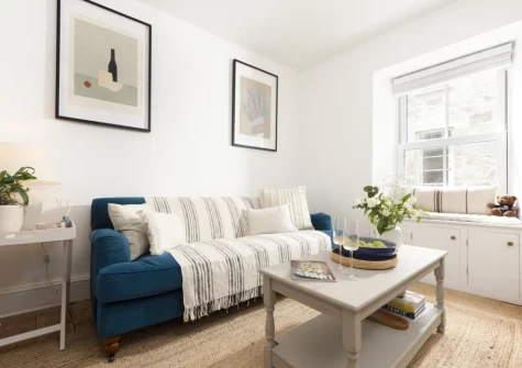 The living area at Bluebell Cottage, St Ives