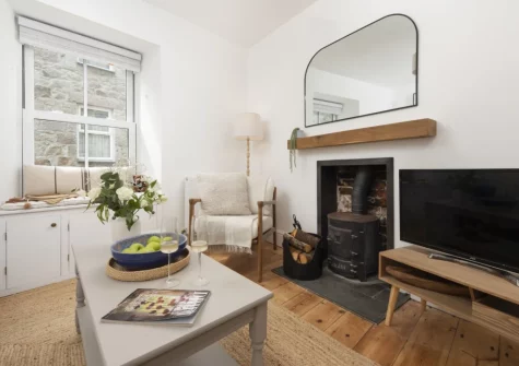 The living area at Bluebell Cottage, St Ives