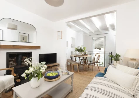 The living area at Bluebell Cottage, St Ives
