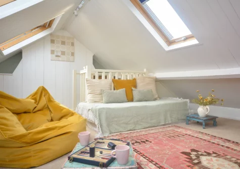The cozy snug, with stunning coastal views, at Bobs Cottage, Padstow