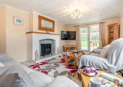 The living room at Bos-Coed, Perran Downs