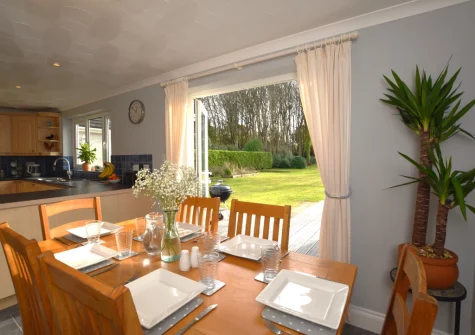 The dining area at Bos-Coed, Perran Downs