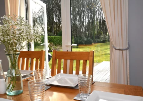 The dining area at Bos-Coed, Perran Downs