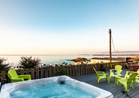 The hot tub & decked terrace at Boscarne, St Ives