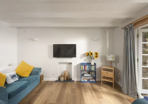 The living room at Bowjy Cottage, St Agnes