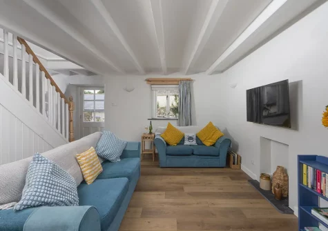 The living room at Bowjy Cottage, St Agnes