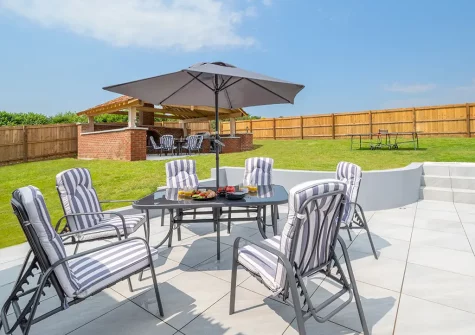 The patio & outdoor sitting area at Bowjy, Liskeard