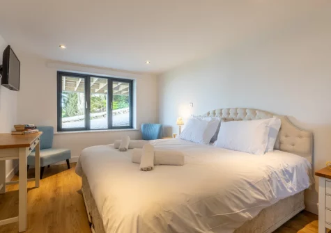 The self-contained suite bedroom #4 at Bracken Bank, Porthcurno